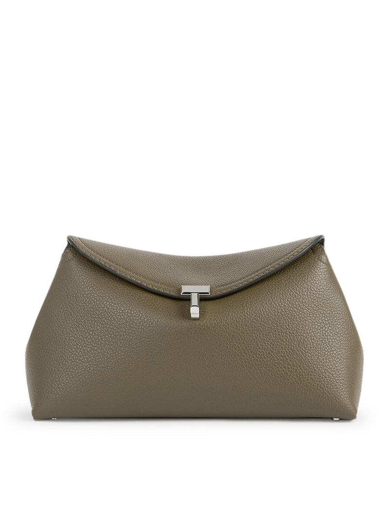 T-LOCK HAMMERED LEATHER CLUTCH