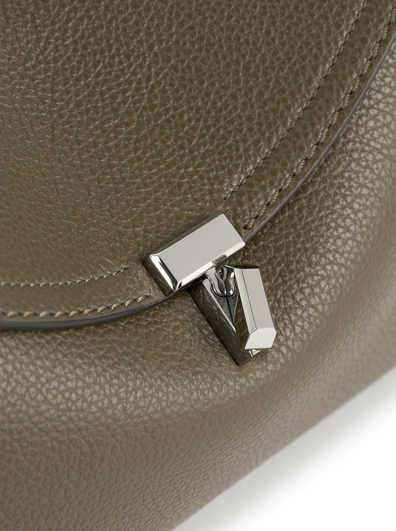 T-LOCK HAMMERED LEATHER CLUTCH