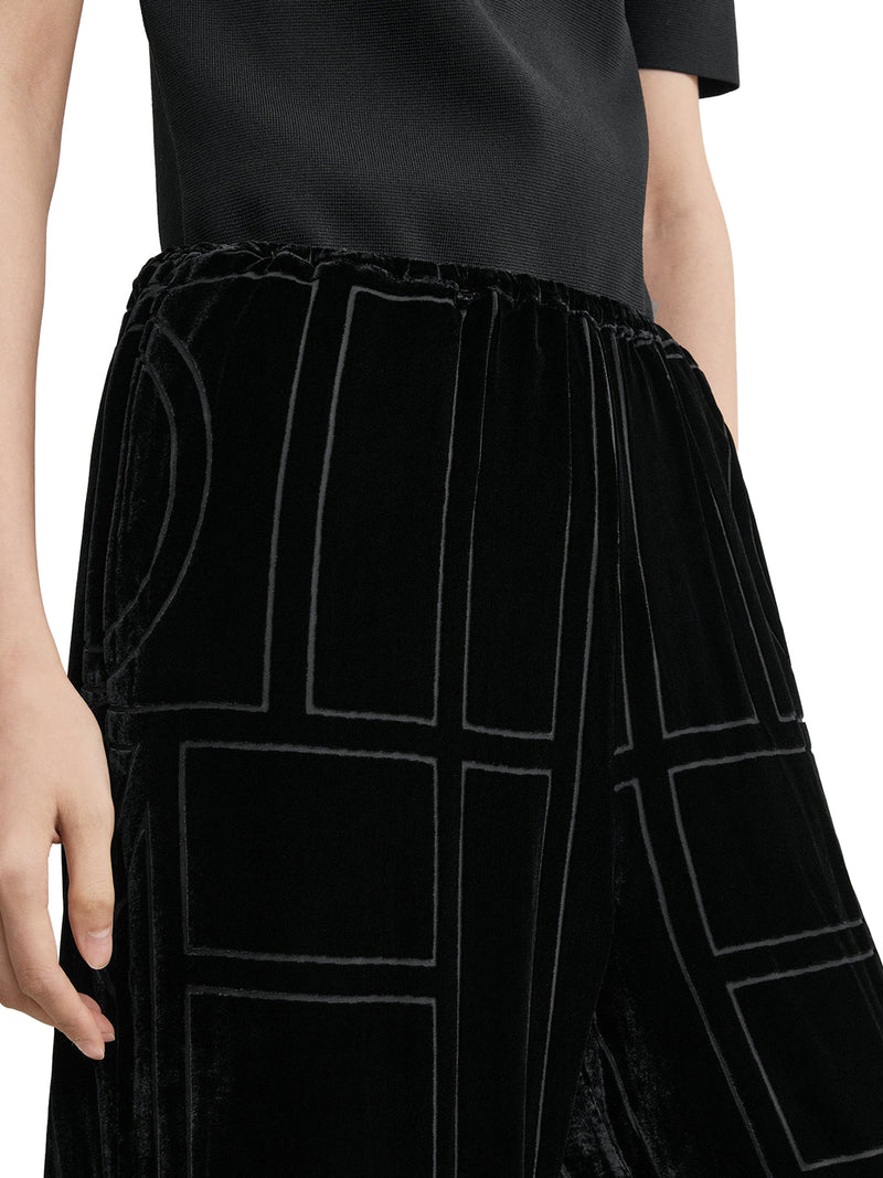 VELVET TROUSERS WITH DÉVORÉ MONOGRAM