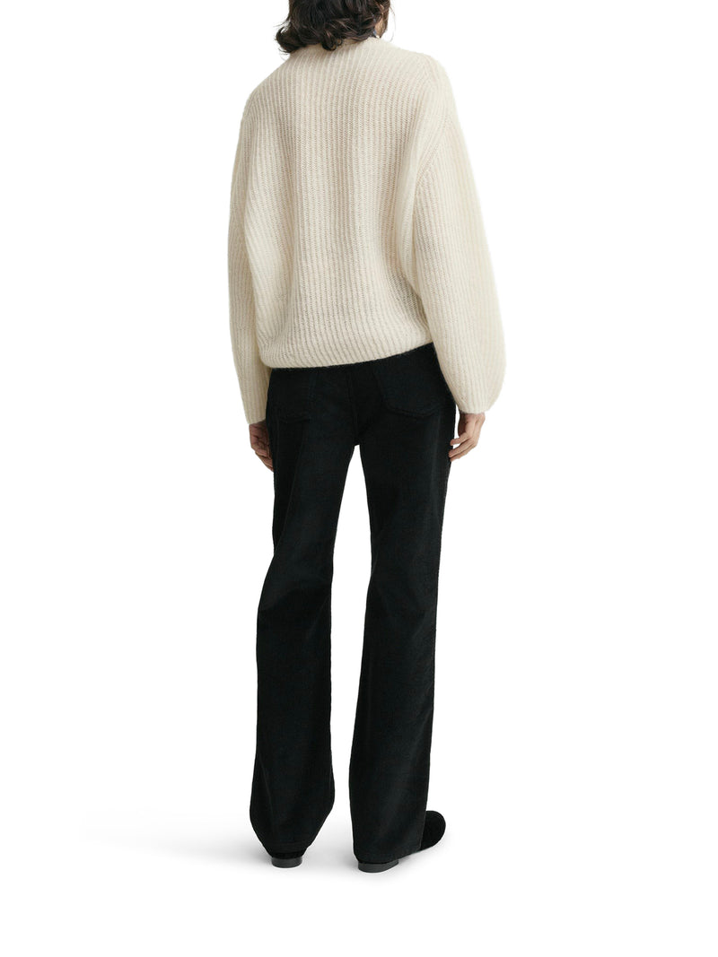 ECRU MOHAIR BLEND RIBBED SWEATER
