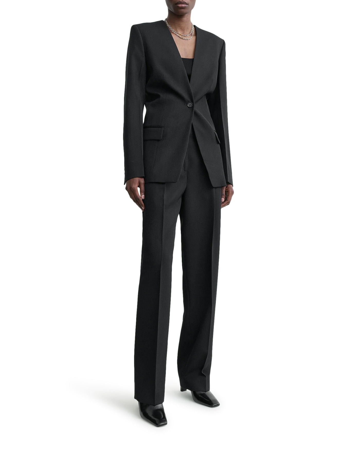 SINGLE-BREASTED WOOL BLEND BLAZER