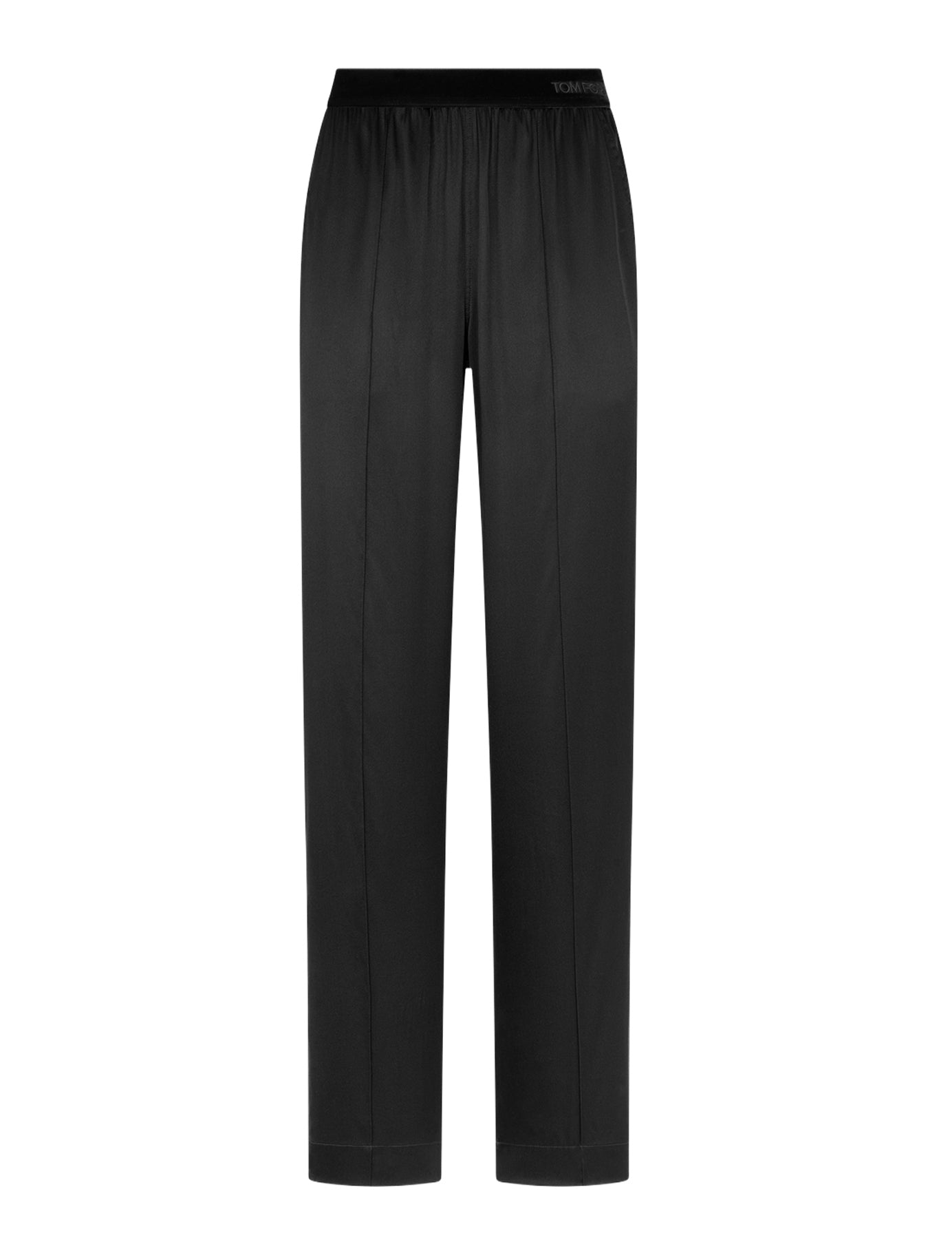 BLACK STRETCH SILK SATIN TROUSERS