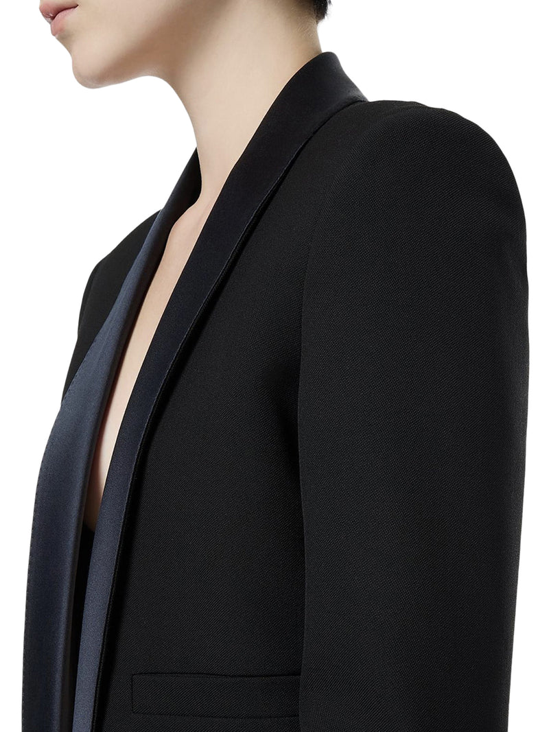 SHORT SINGLE-BREASTED JACKET WITH TWO-TONE SHAWL LAPEL