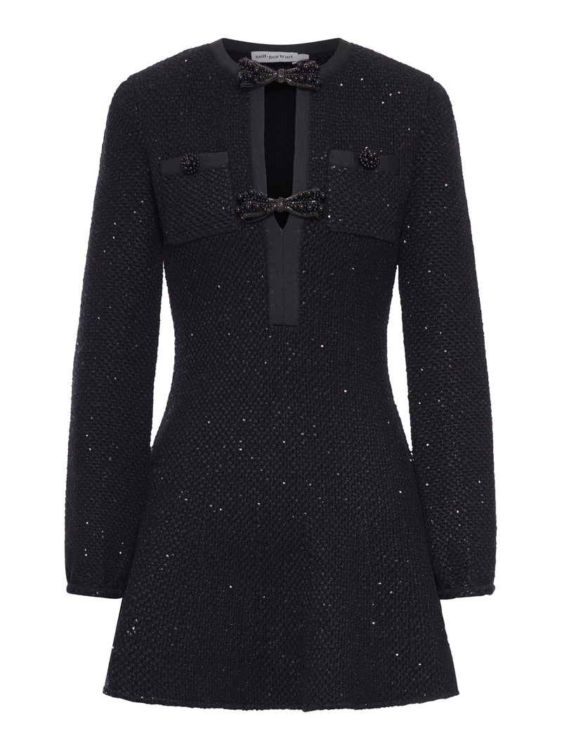 MINI DRESS IN KNIT WITH BLACK SEQUINS