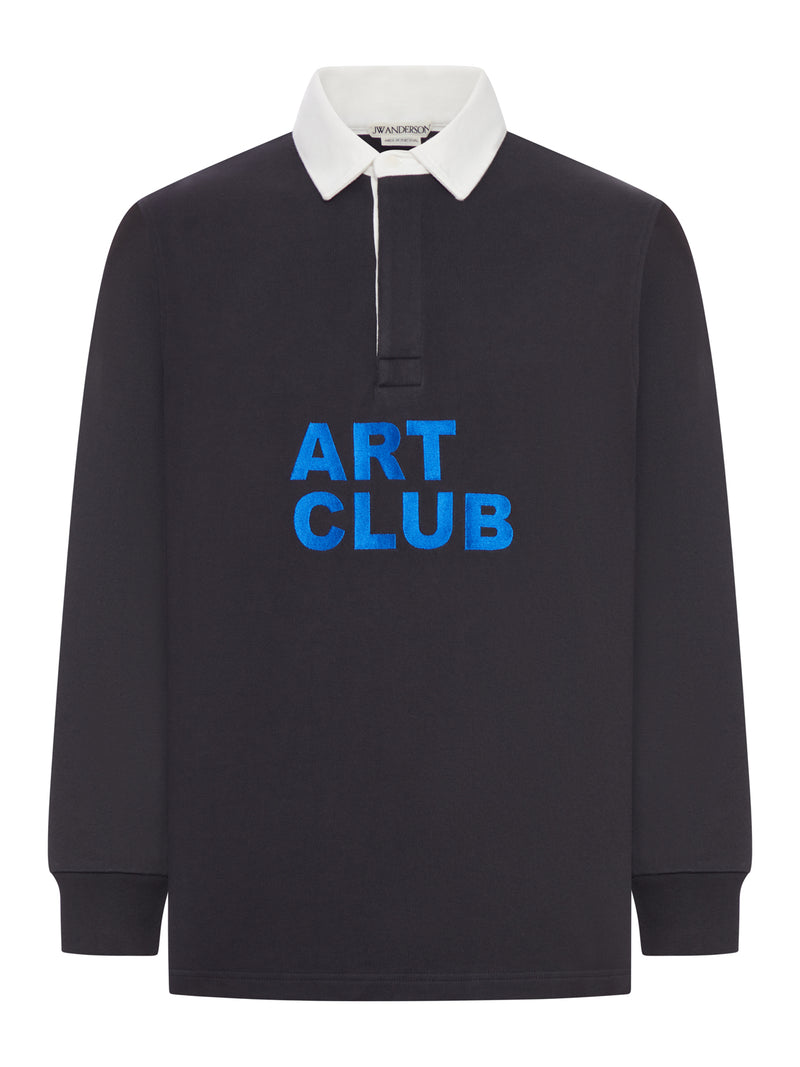 MEN`S "ART CLUB" RUGBY POLO SHIRT IN WASHED BLACK