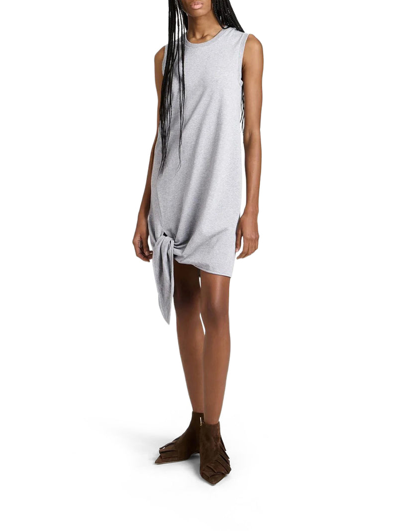 KNOTTED HEM DRESS IN MEDIUM GREY MÉLANGE