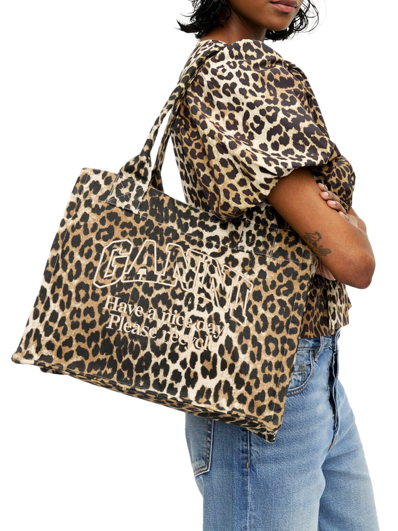 LEOPARD CANVAS TOTE BAG