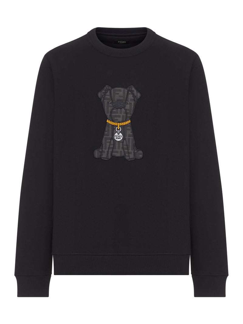 BLACK COTTON CREW NECK SWEATSHIRT