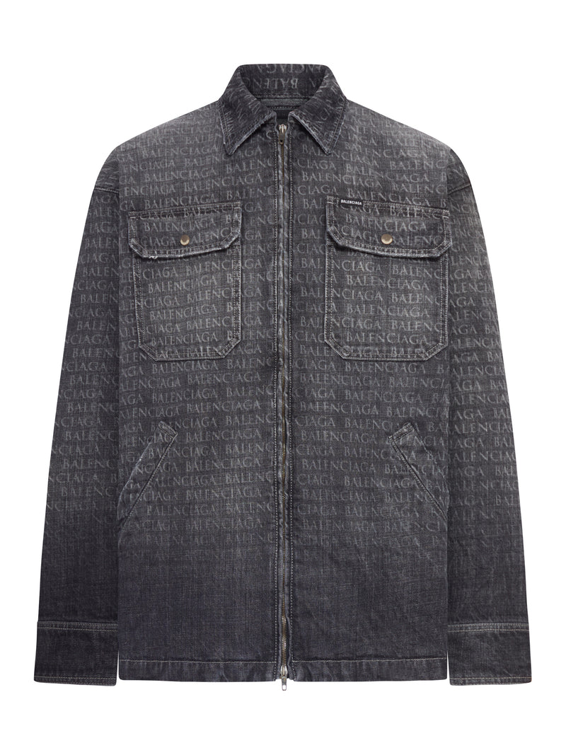 DENIM OVERSHIRT WITH ALL-OVER LOGO