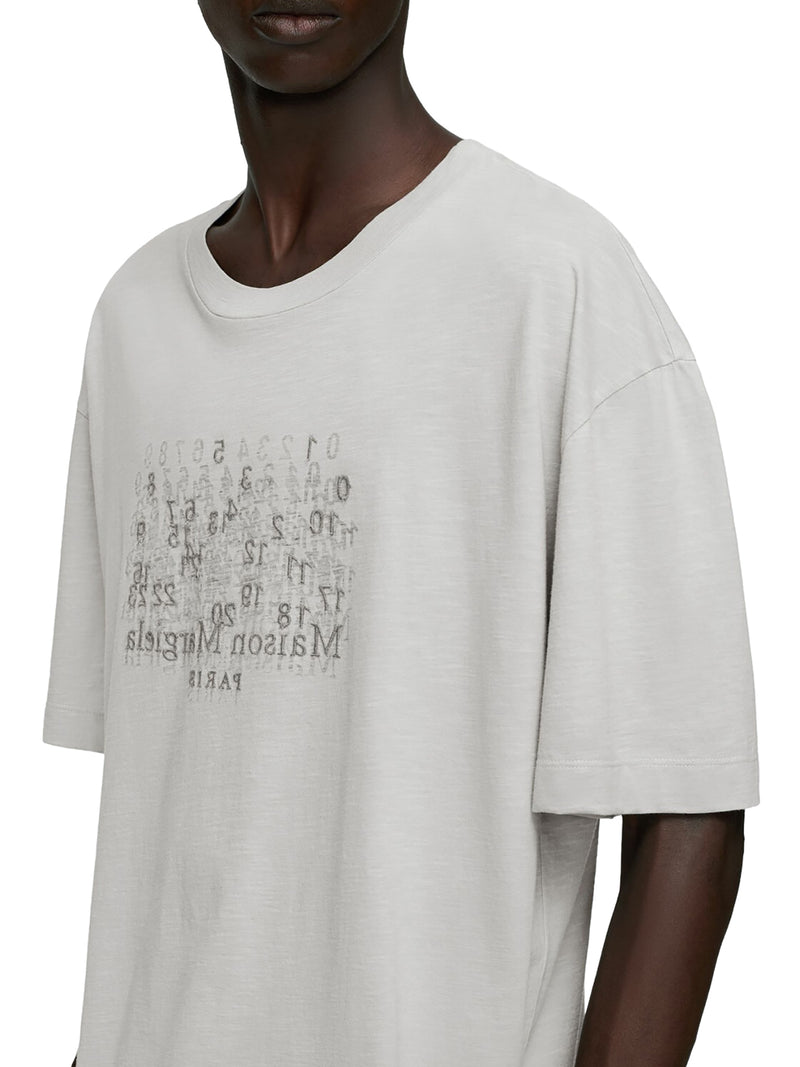 COTTON T-SHIRT WITH TONE-ON-TONE LETTERING PRINT