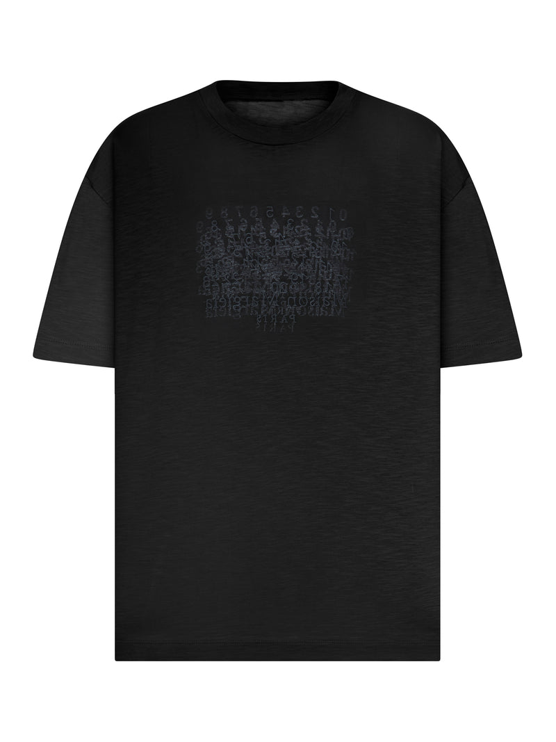 COTTON T-SHIRT WITH TONE-ON-TONE LETTERING PRINT