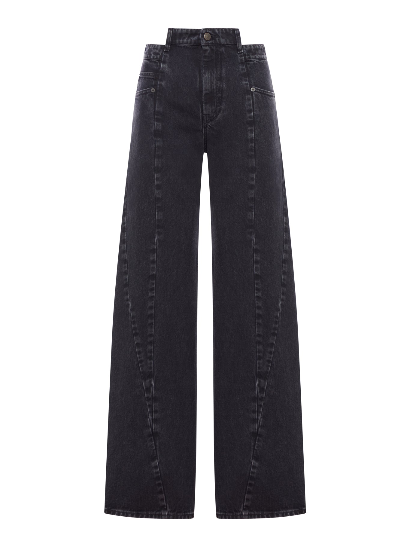 ASYMMETRIC 5-POCKET DENIM JEANS
