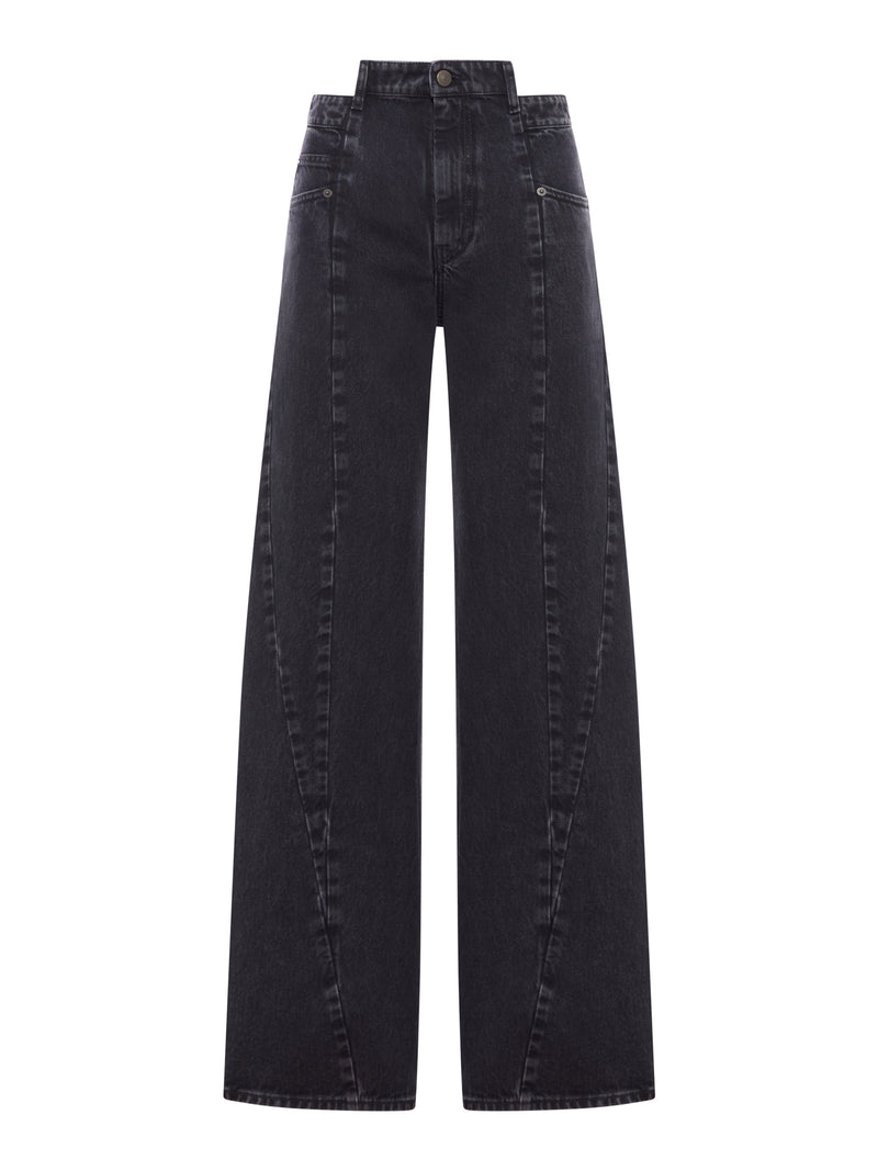 ASYMMETRIC 5-POCKET DENIM JEANS