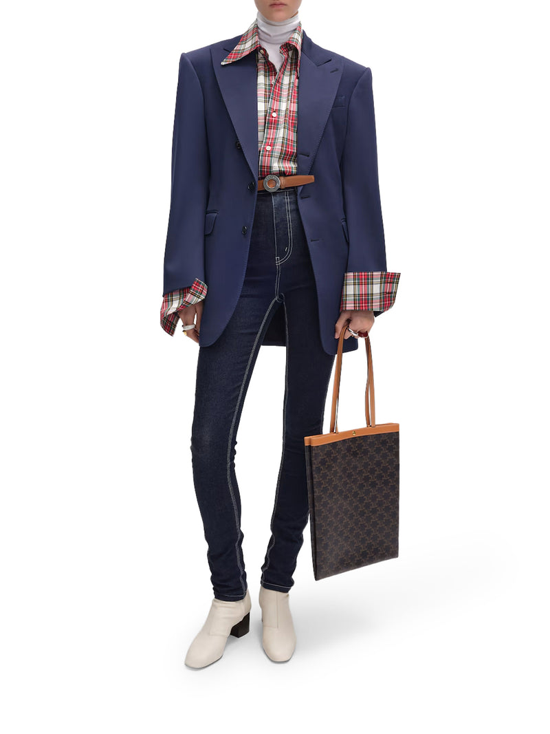MEDIUM FLAT SHOPPER IN TRIOMPHE FABRIC