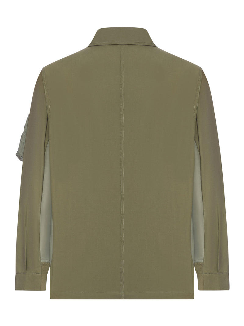 COTTON JACKET WITH NYLON DETAILS APPLIED