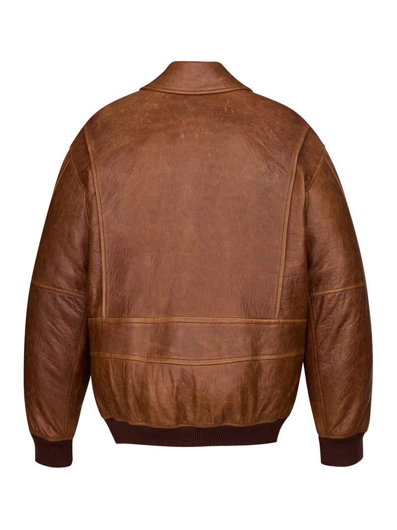PADDED BOMBER JACKET IN GLOSSY HAMMERED LAMBSKIN
