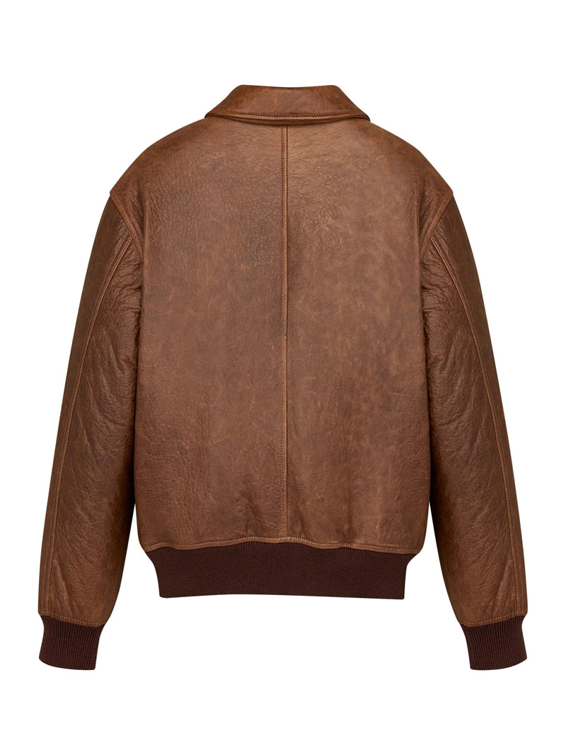 VINTAGE GRAINED LAMBSKIN BOMBER JACKET