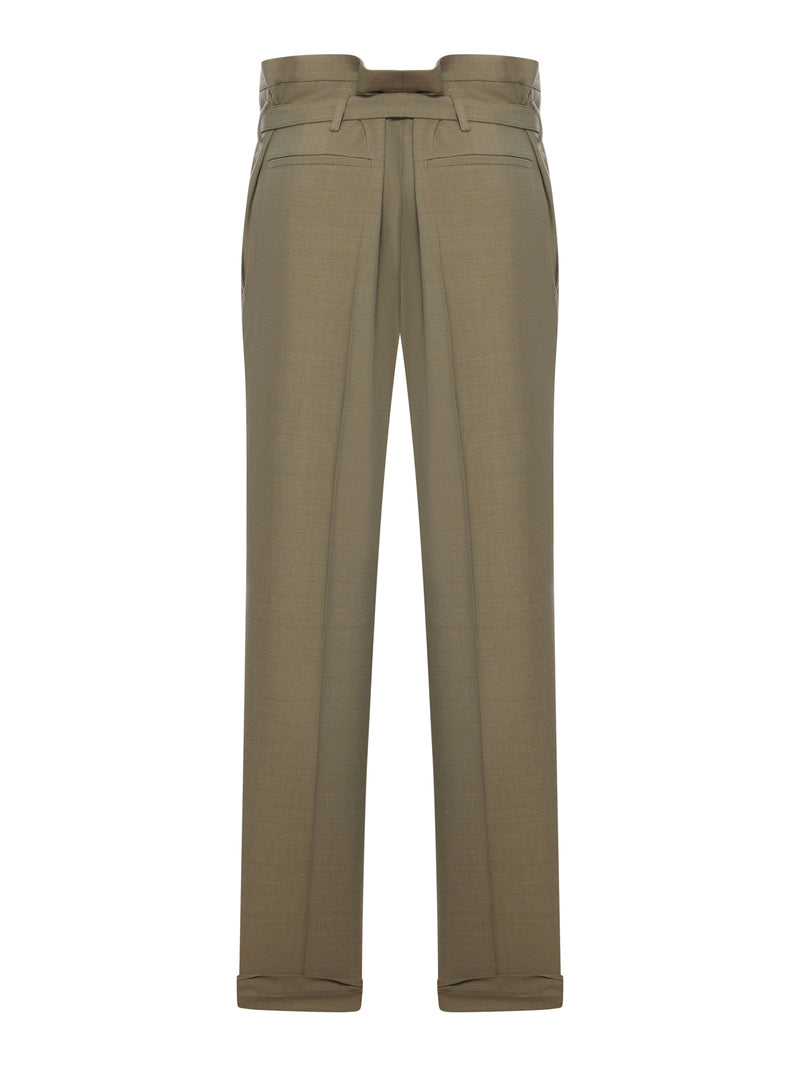 PAPERBAG PANTS IN WOOL GABARDINE