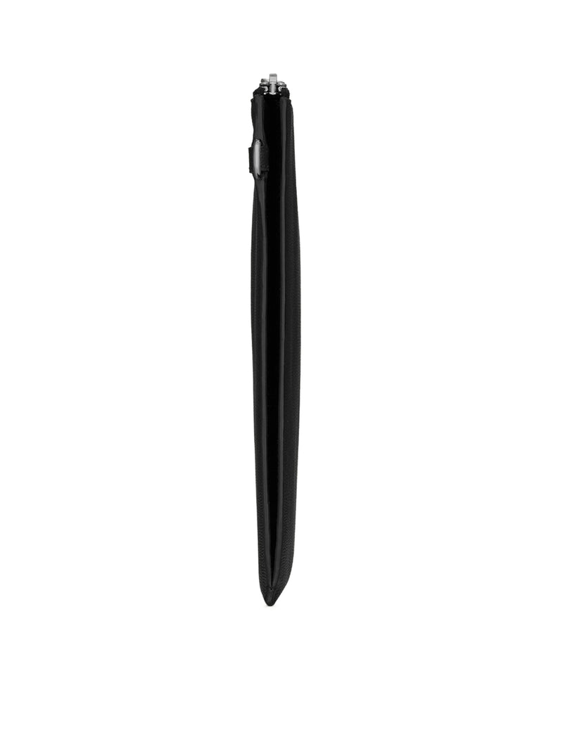 SAINT LAURENT PARIS TABLET HOLDER WITH ZIP IN GRAIN DE POUDRE EMBOSSED LEATHER