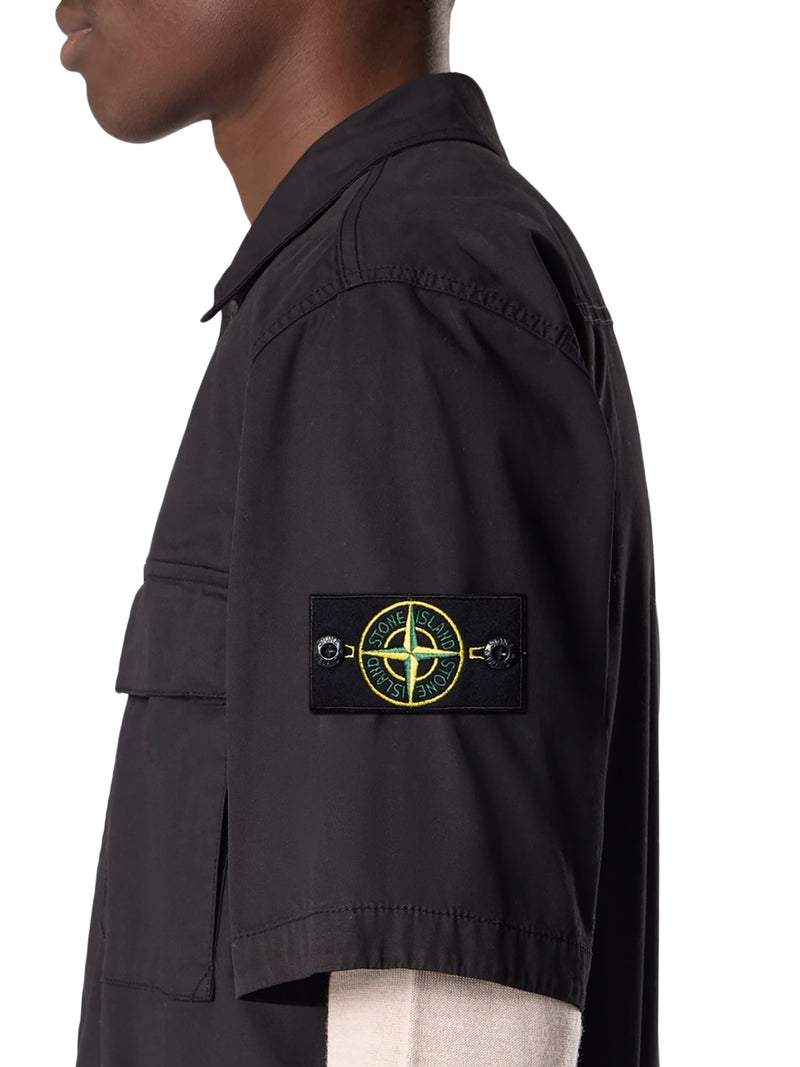 SHORT-SLEEVED SHIRT IN STRETCH ORGANIC COTTON TWILL