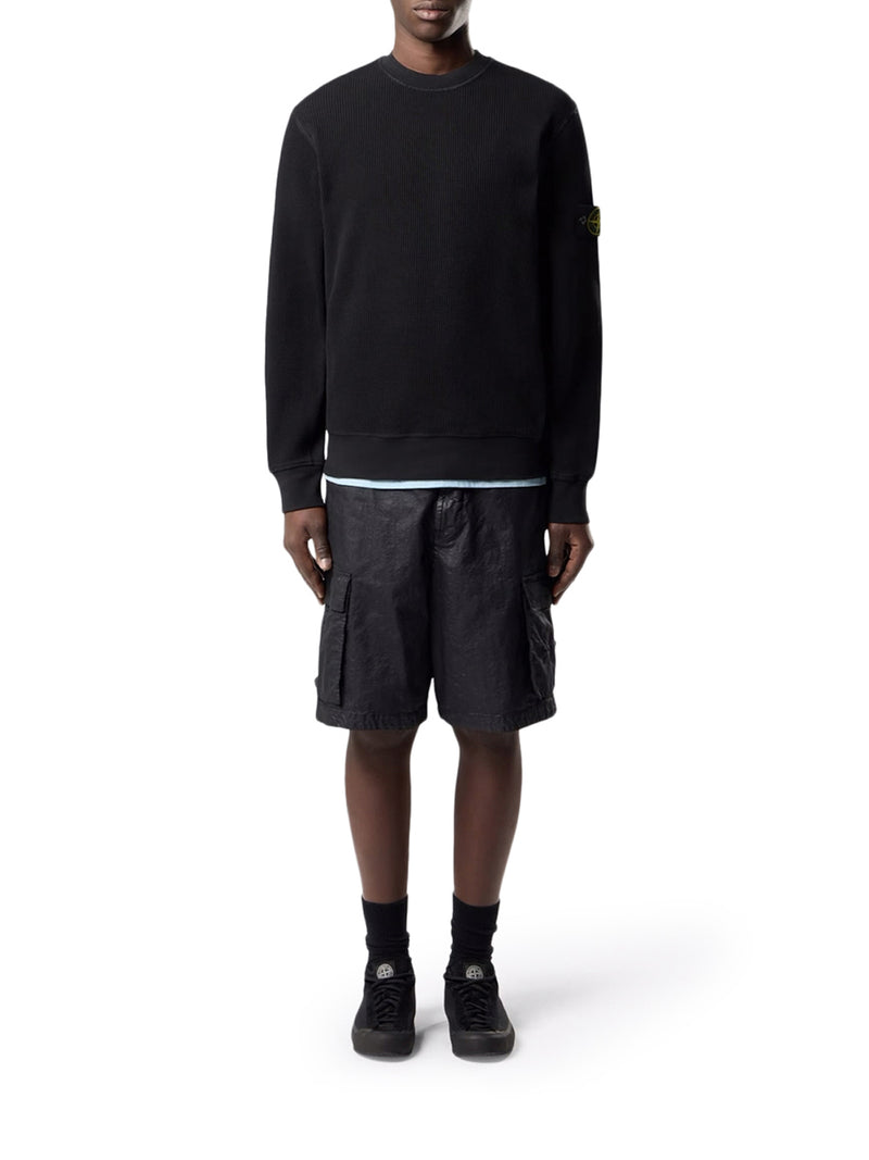 CREW NECK SWEATSHIRT IN ORGANIC COTTON WITH HONEYCOMB WORKMANSHIP