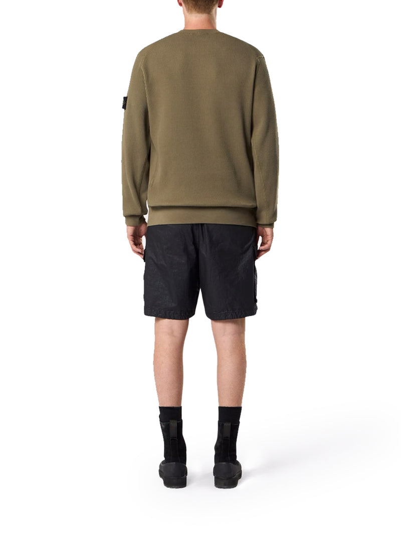 CREW NECK SWEATSHIRT IN ORGANIC COTTON WITH HONEYCOMB WORKMANSHIP