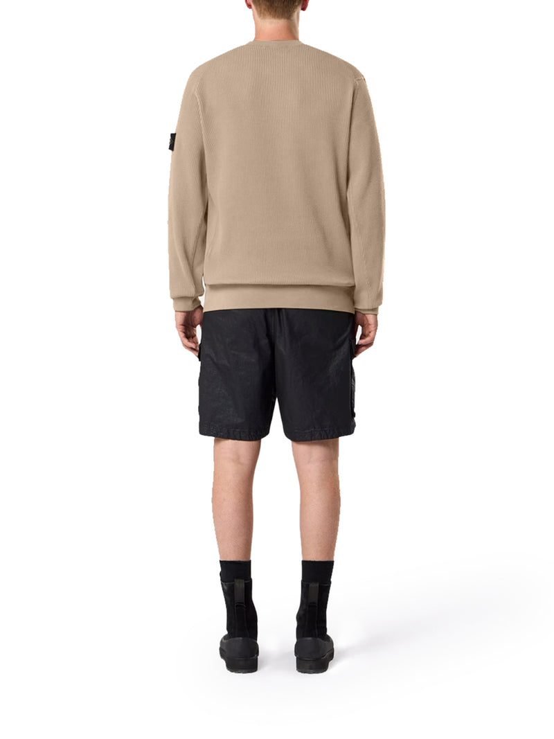 CREW NECK SWEATSHIRT IN ORGANIC COTTON WITH HONEYCOMB WORKMANSHIP