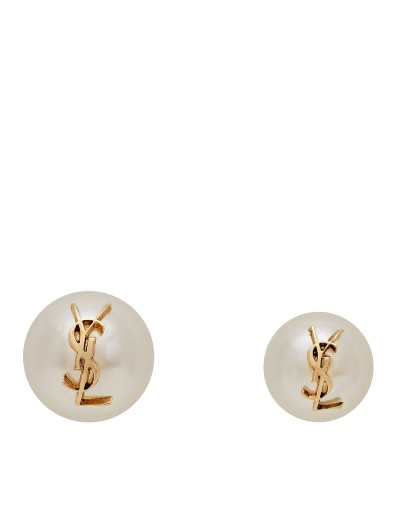 ASYMMETRIC PAIR OF EARRINGS WITH ONE LARGE AND ONE SMALL PEARL AND CASSANDRE