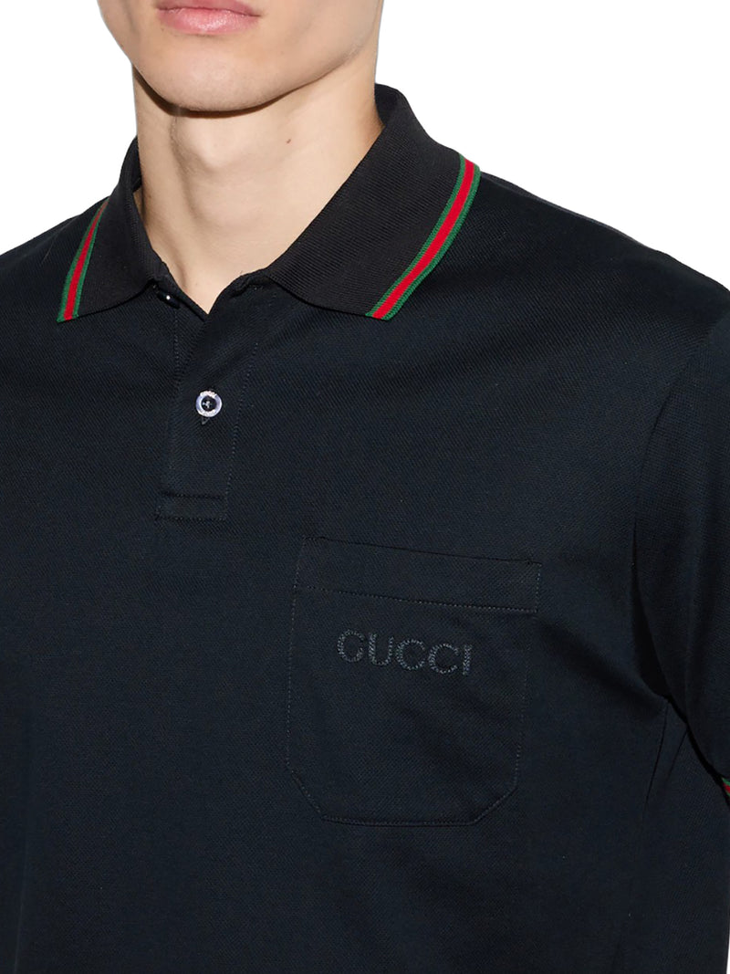 EMBROIDERED STRETCH COTTON POLO SHIRT