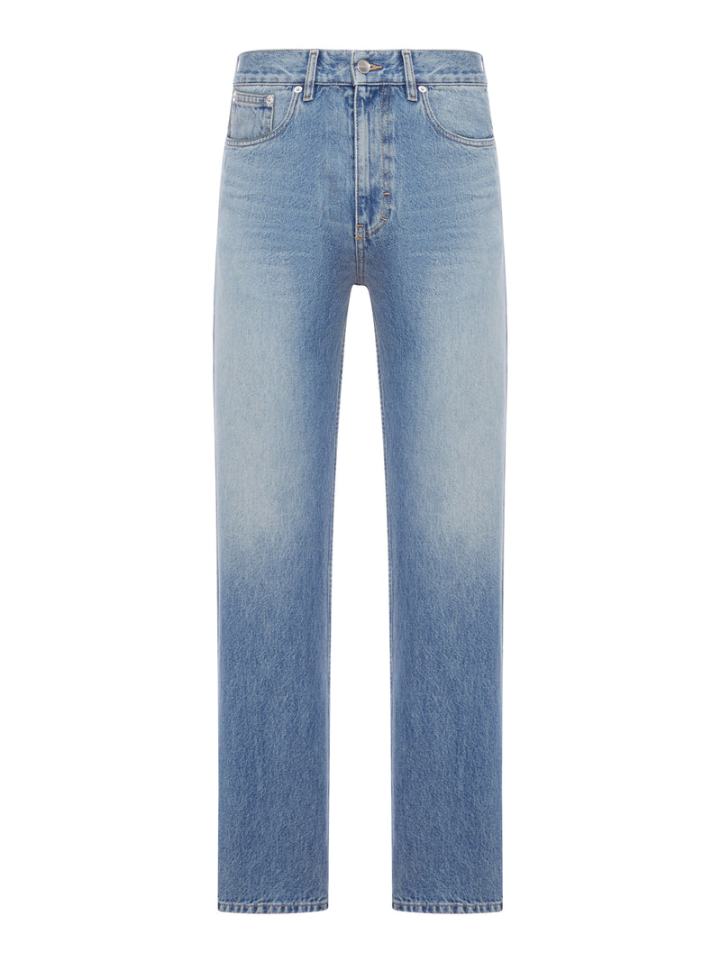 SLIM-FIT COTTON DENIM TROUSERS