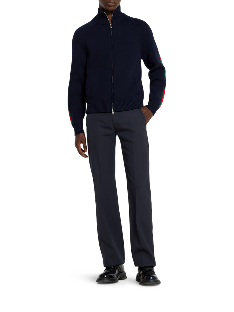 WOOL JACKET WITH ZIP AND SIDE WEB BAND