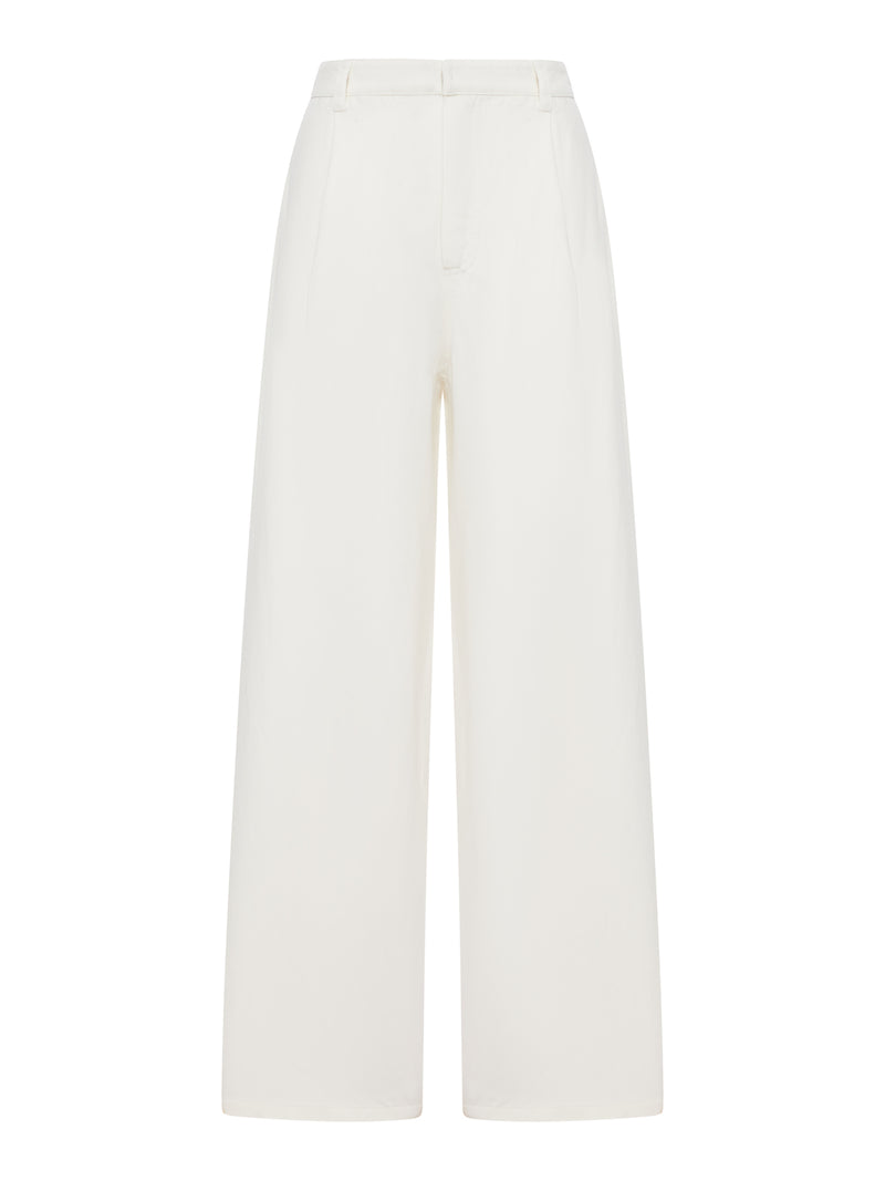 WIDE COTTON AND LINEN TROUSERS