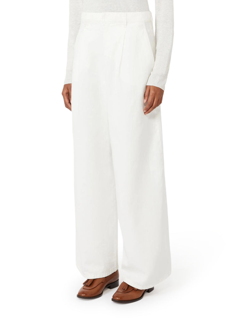 WIDE COTTON AND LINEN TROUSERS