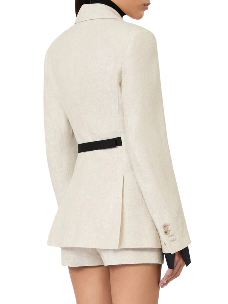DOUBLE-BREASTED LINEN DRILL BLAZER