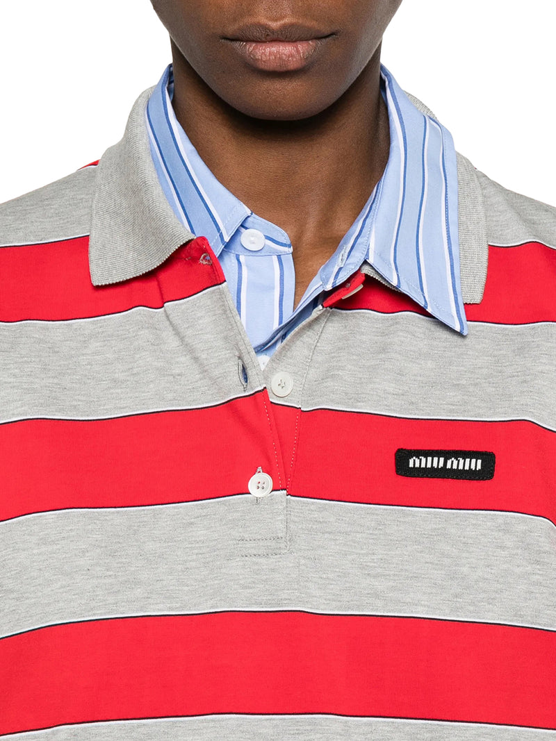 STRIPED COTTON JERSEY POLO SHIRT WITH LOGO PATCH
