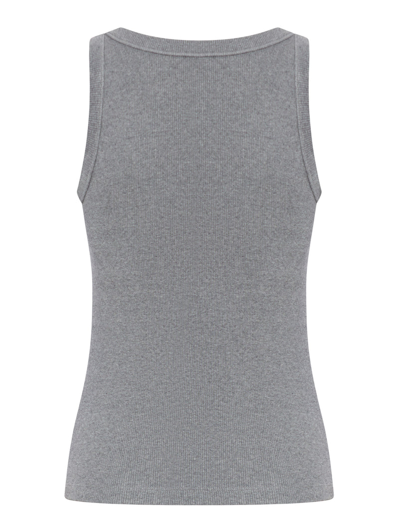 RIBBED TOP IN STRETCH JERSEY WITH LOGO PATCH