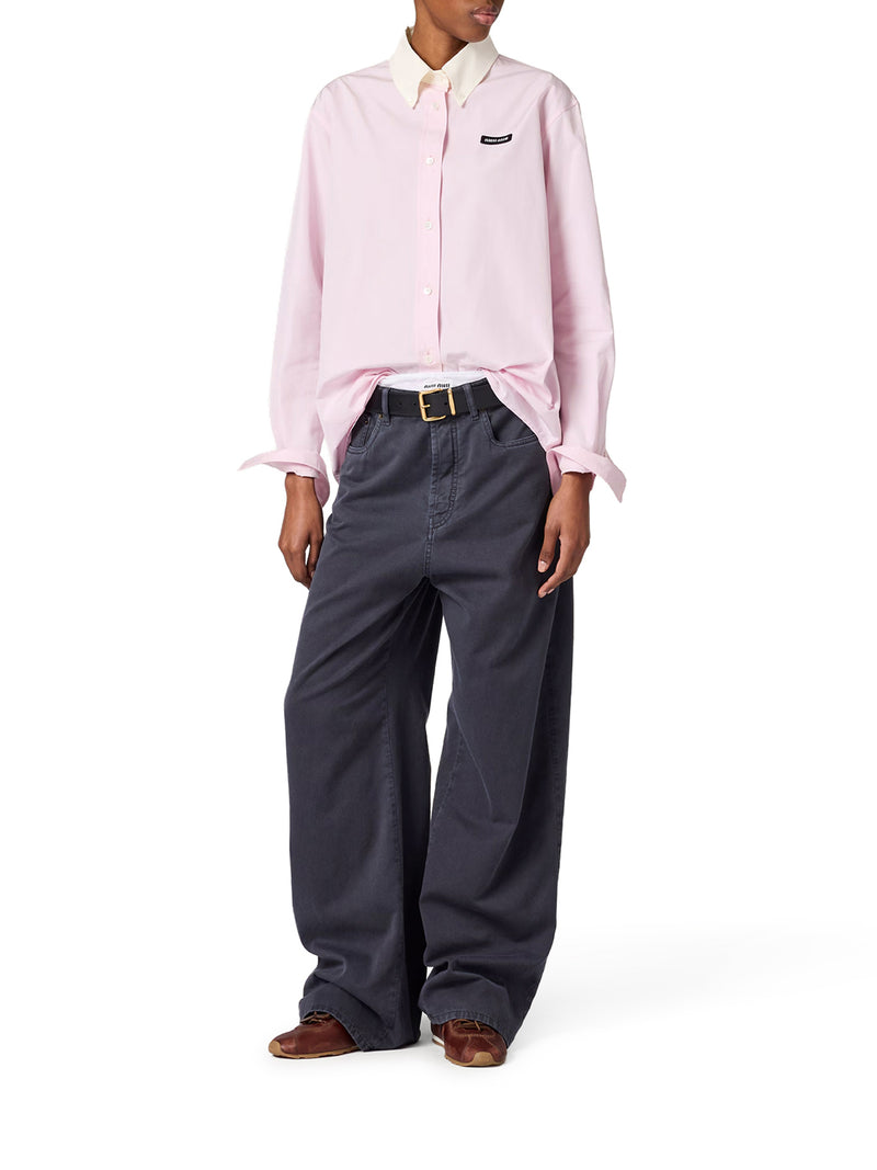 COTTON POPLIN SHIRT WITH LOGO PATCH