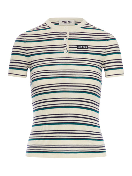 STRIPED COTTON CREW NECK SWEATER