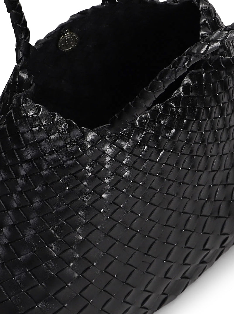 SANTA CROCE BIG BAG IN BLACK WOVEN LEATHER