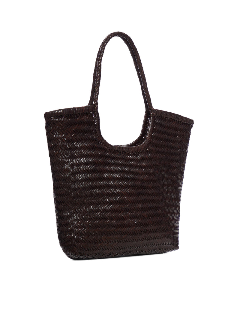 NS DIAGONAL LEATHER TOTE BAG