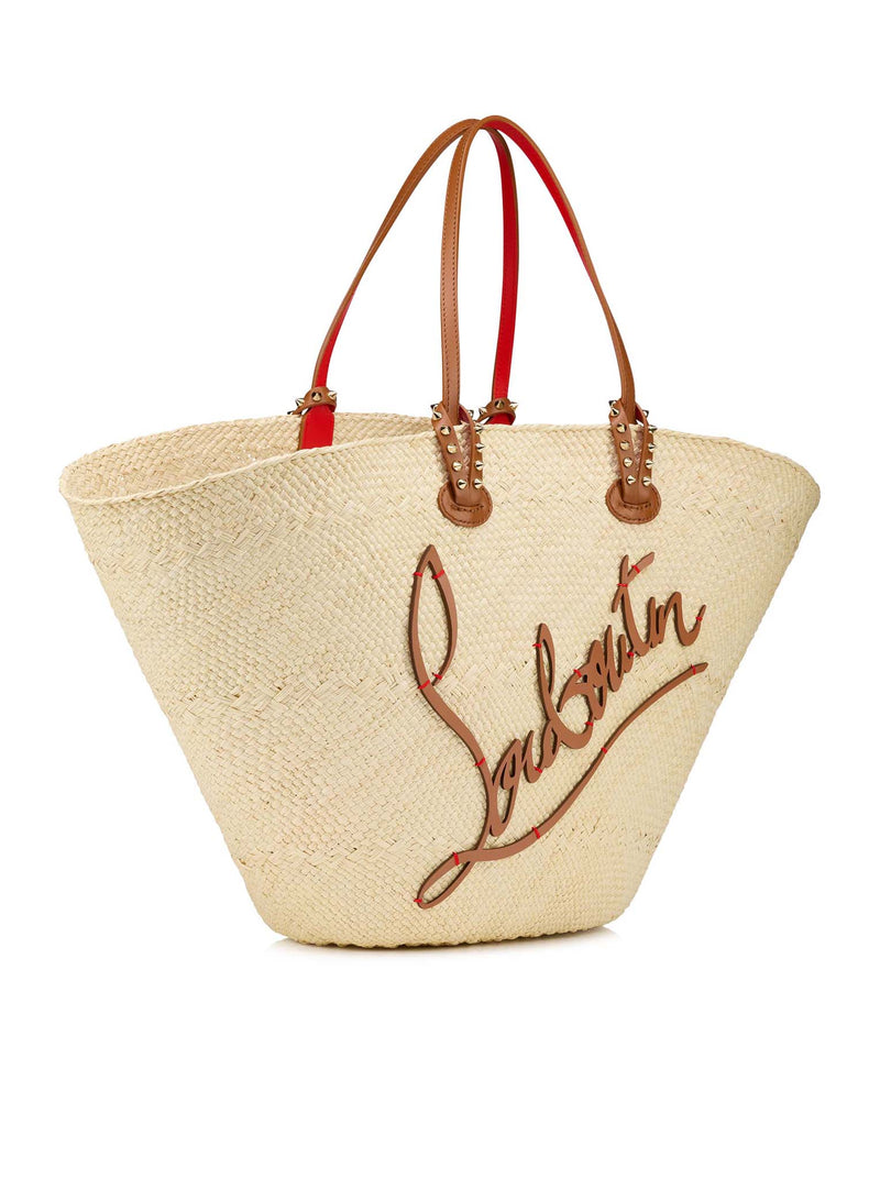 LARGE CABATA TOTE BAG IN RAFFIA AND CALFSKIN
