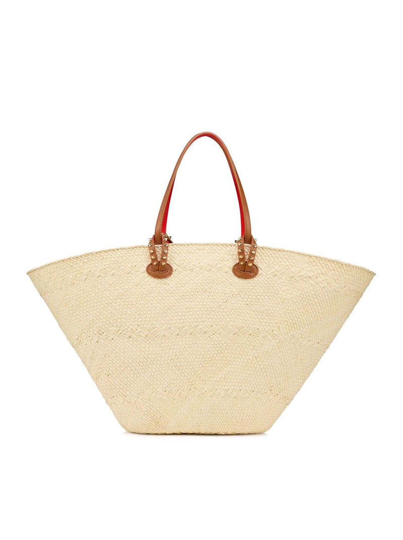 LARGE CABATA TOTE BAG IN RAFFIA AND CALFSKIN