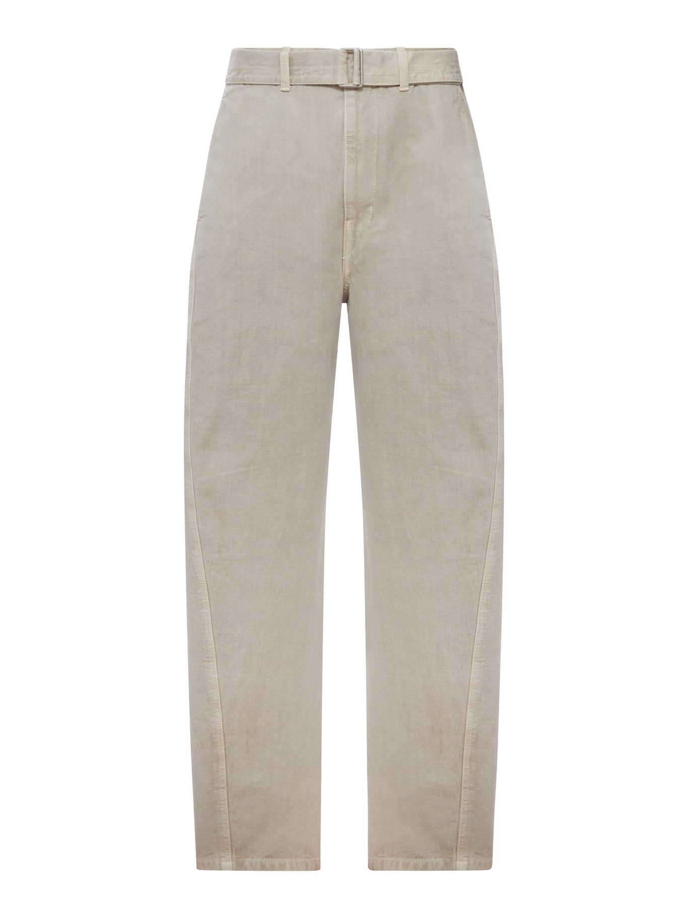 TWISTED COTTON TWILL TROUSERS WITH BELT