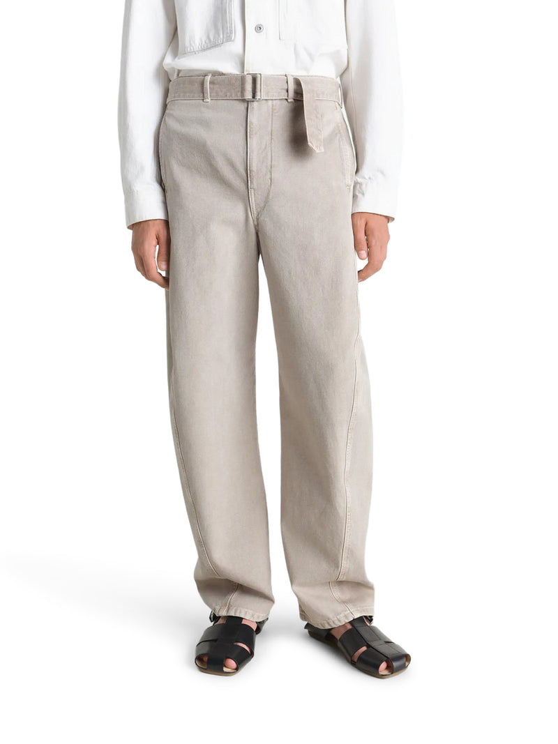 TWISTED COTTON TWILL TROUSERS WITH BELT