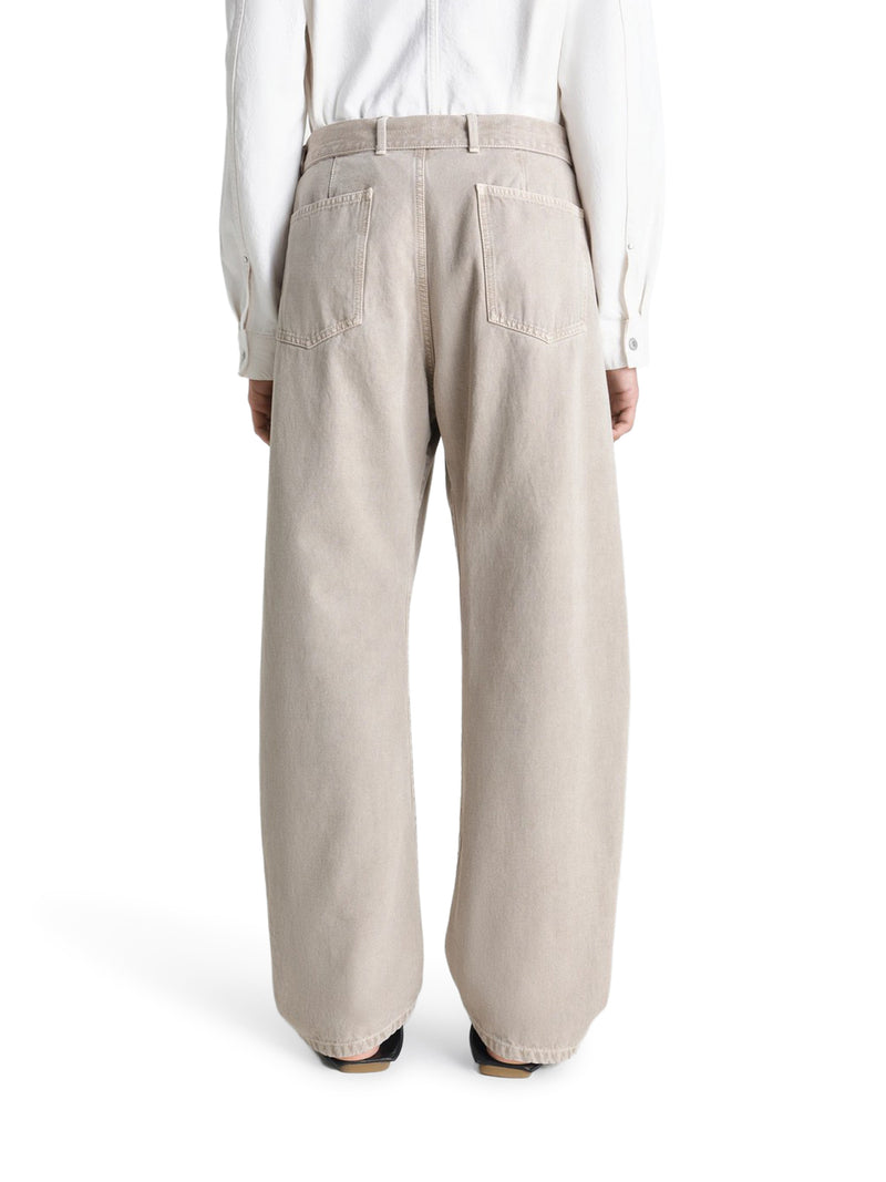 TWISTED COTTON TWILL TROUSERS WITH BELT