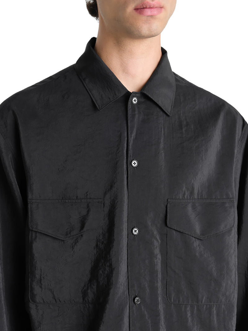 CONVERTIBLE COLLAR SHIRT IN DRY SILK