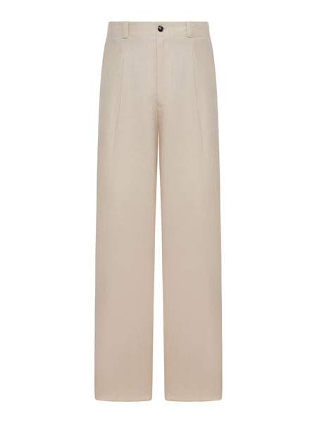 STRAIGHT-LEG TROUSERS IN LINEN BLEND