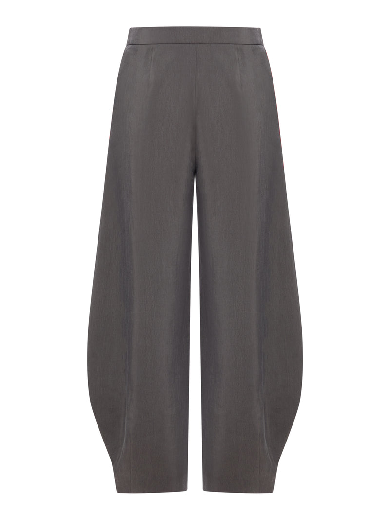 SILK ROUND HEM TROUSERS