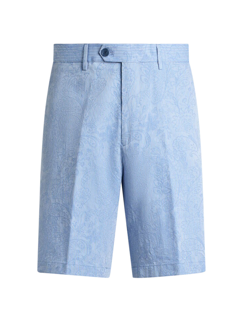 JACQUARD COTTON SHORTS WITH FLORAL PAISLEY STRIPES