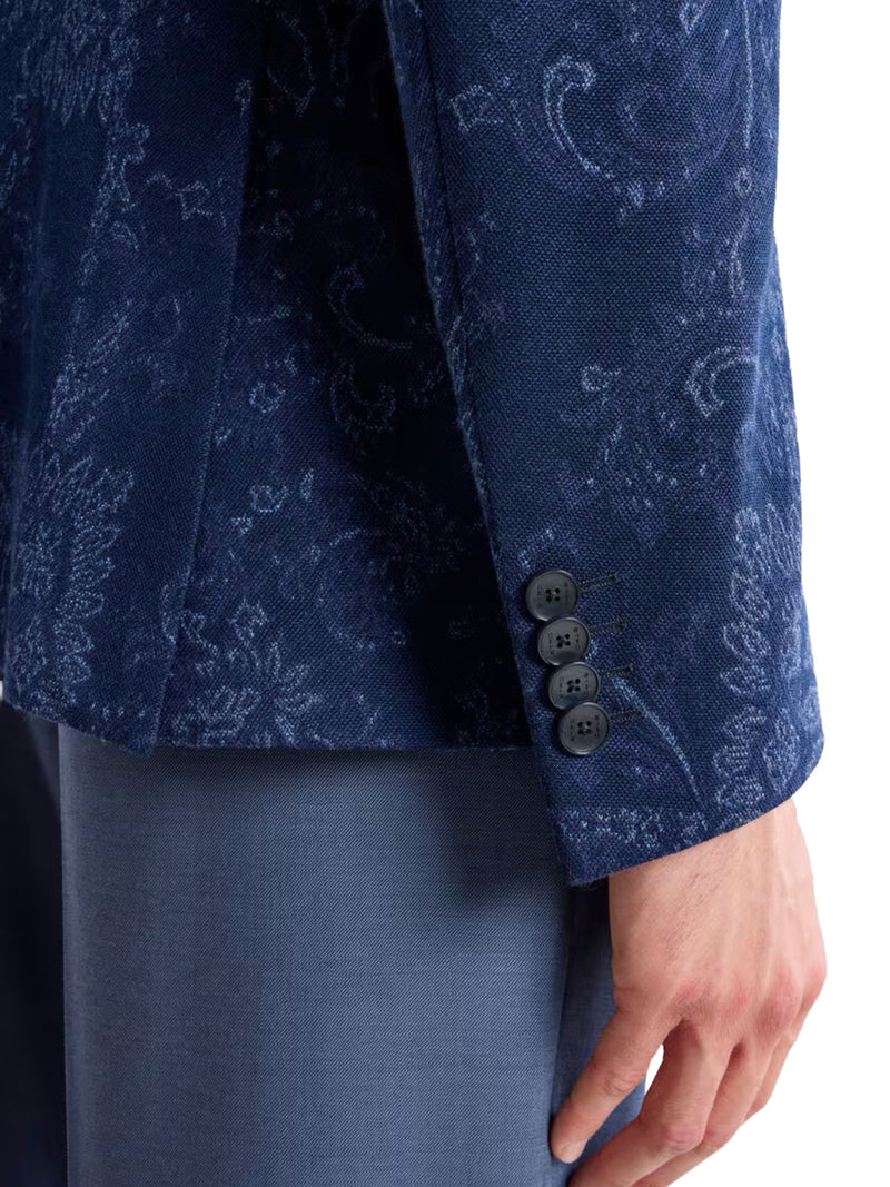 SINGLE-BREASTED JACQUARD COTTON JACKET WITH FLORAL PATTERN